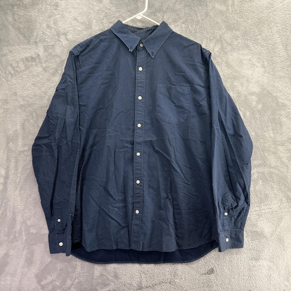 GAP Blue Polka Dot Oxford Button Up Shirt Men's XL Long Sleeve Chest Pocket